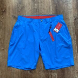 Redvanly Mens XXL Ibiza Blue Hanover Pull On Golf Shorts 9”